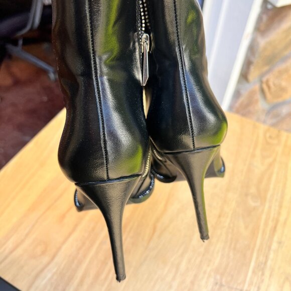 Zara Black Rhinestone Pointed Toe Ankle Booties Size EU 37 US 6.5 Patent Leather - Picture 4 of 9